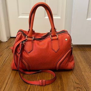MILLY Zoey Papaya Leather Shoulder Satchel Bag